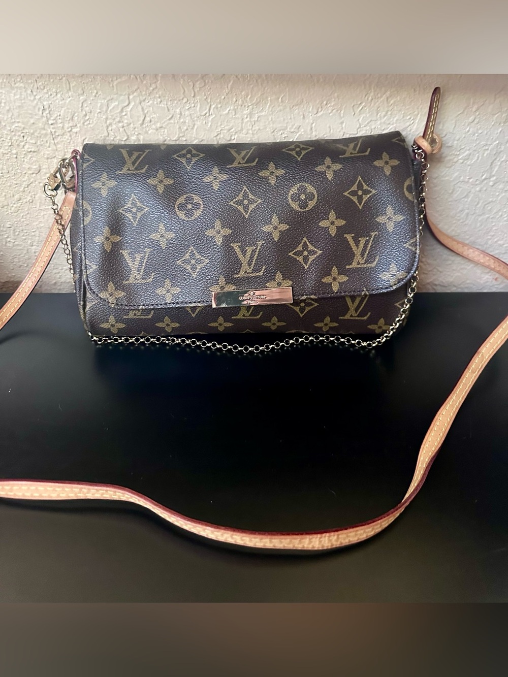 Iconic Favorite Monogram Crossbody with Chain and Natural Vachetta Straps